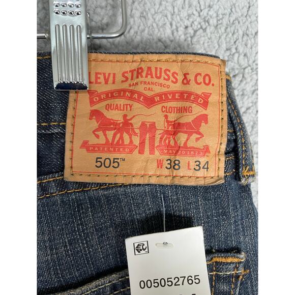 Levi’s‎ 505 Regular Fit Straight Leg Jeans 38x34 Men’s Blue Denim NWT - Picture 2 of 14
